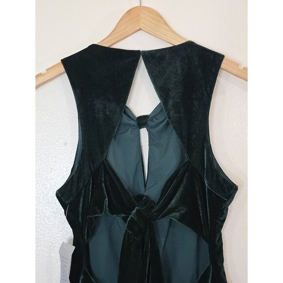 Adelyn Rae Simone Wide Leg Velvet Jumpsuit Womens Medium Hunter Green Cocktail - Picture 7 of 14